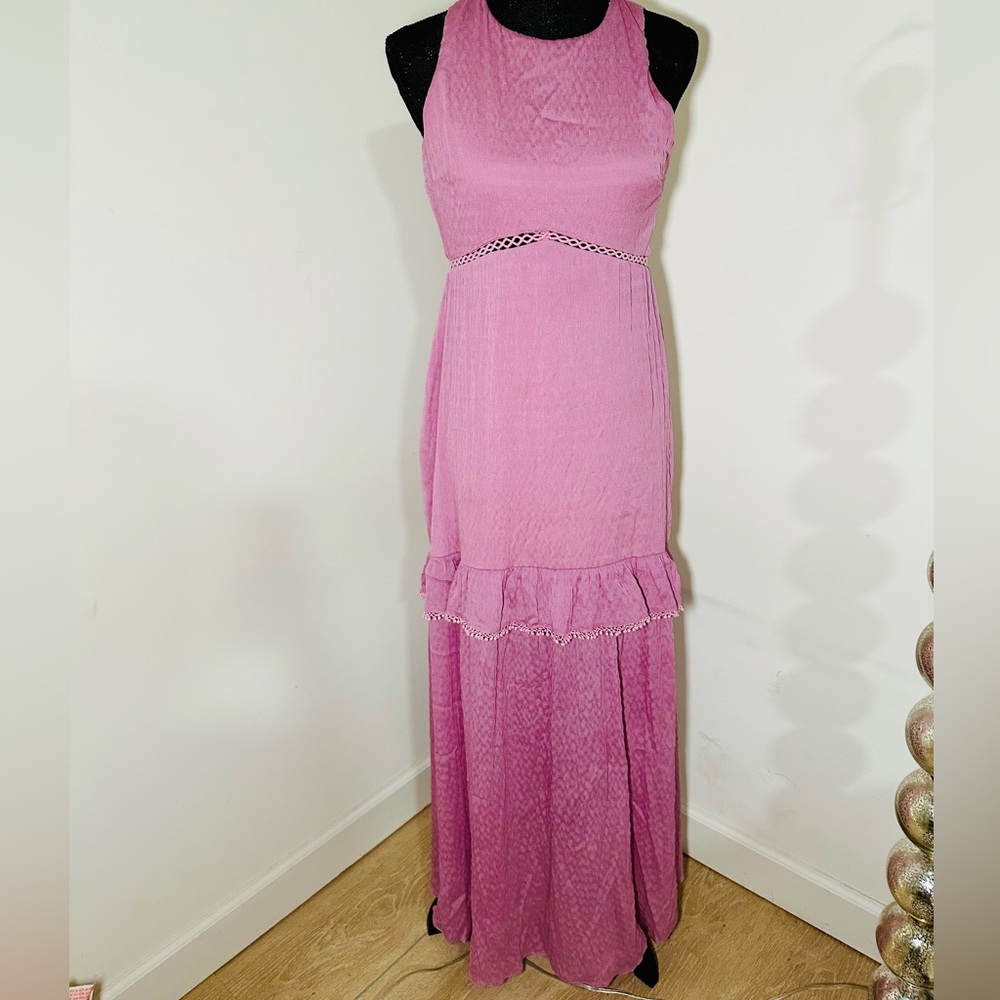 NSR pink lined halter long dress size S